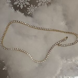 Tennis Bracelet Necklace Gold Plated Unisex